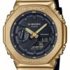 Men'S Casio | Casio Mens Gold Case Black Strap Watch