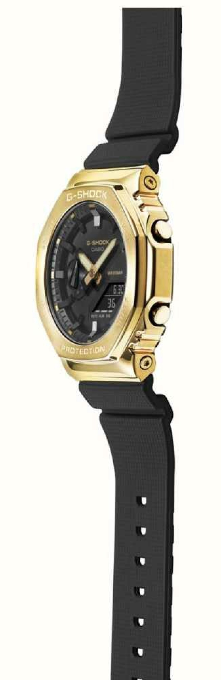 Men'S Casio | Casio Mens Gold Case Black Strap Watch