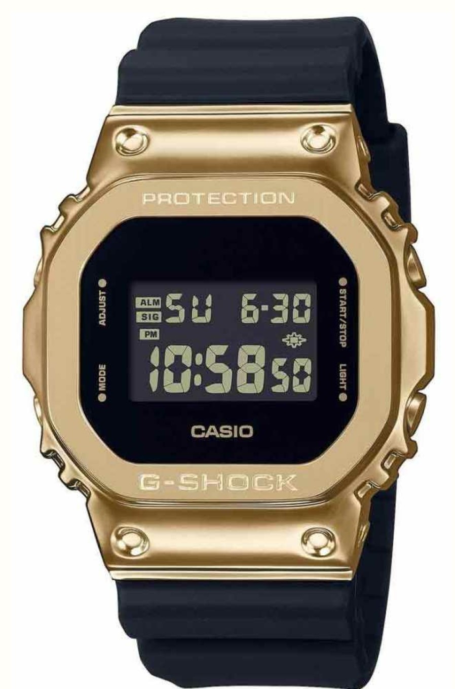 Men'S Casio | Casio Mens Gold Case Black Strap Watch