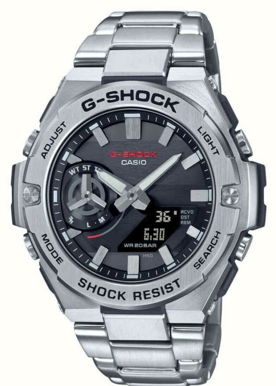 Men'S Casio | Casio G-Steel B500 Series Grey Dial Solar Powered Watch