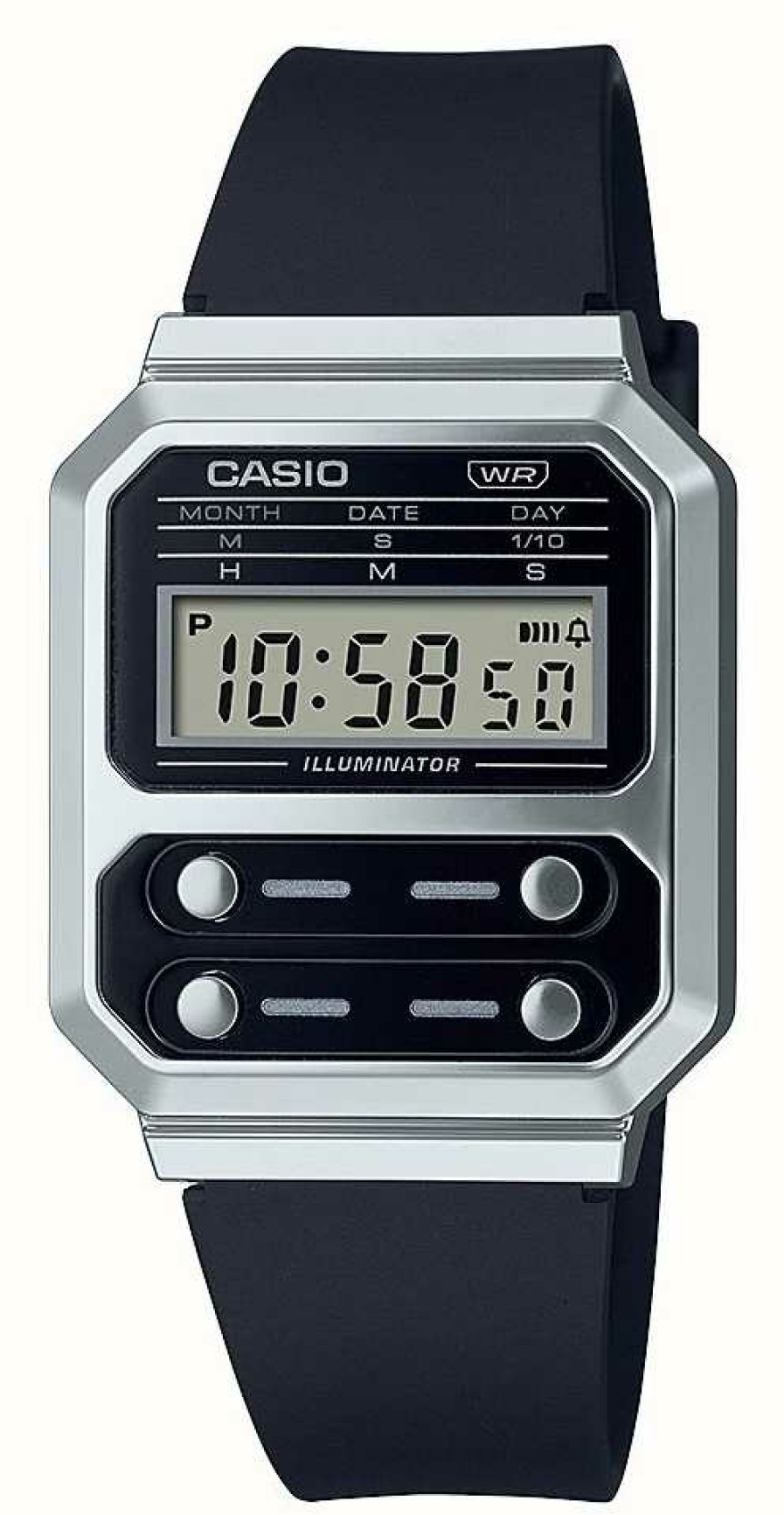 Women'S Casio | Casio Vintage A-100 Digital Black Resin Watch