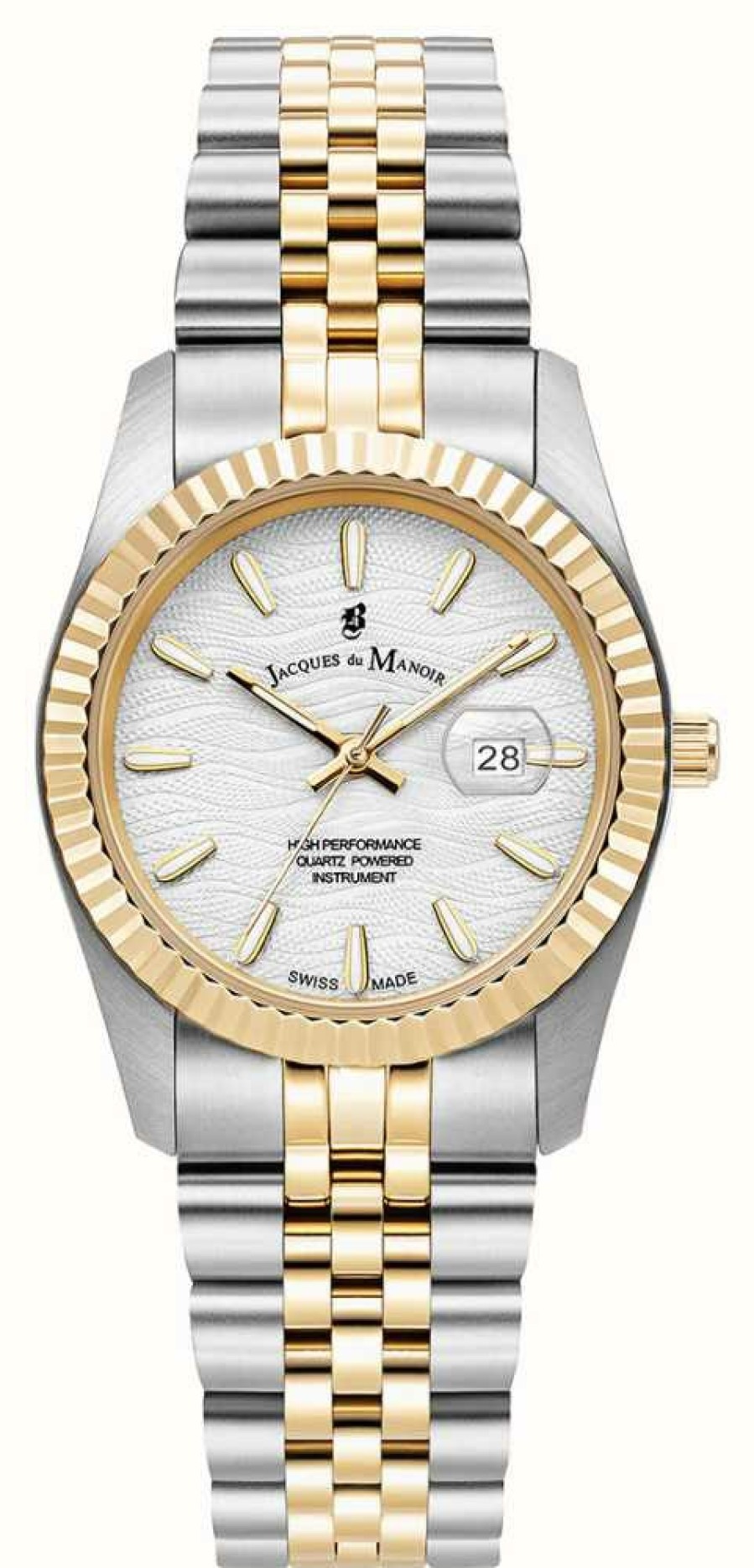 Women'S Jacques Du Manoir | Jacques Du Manoir Inspiration Passion | 34Mm | White Dial | Two Tone Bracelet