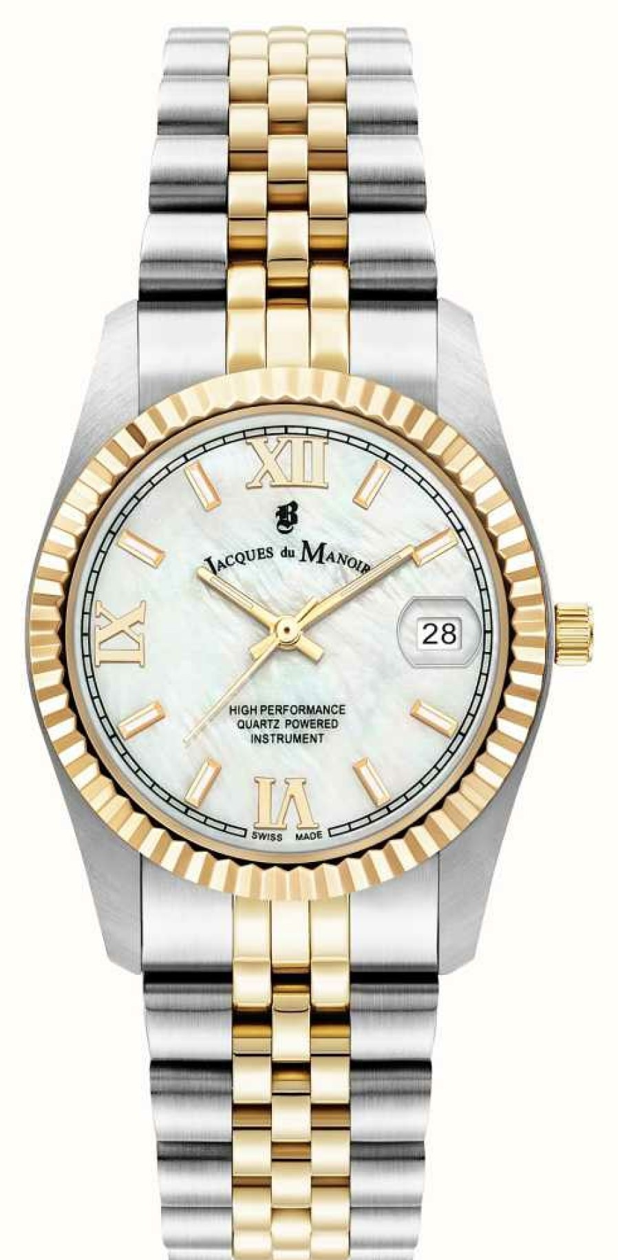 Women'S Jacques Du Manoir | Jacques Du Manoir Inspiration Roman | 34Mm | White Dial | Two Tone Steel