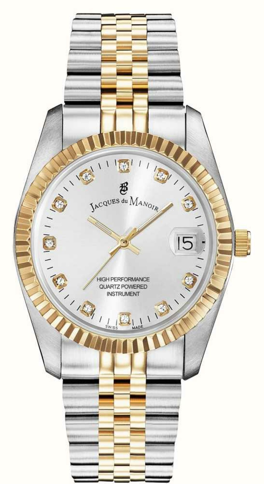 Jewelry Jacques Du Manoir | Jacques Du Manoir Inspiration | 36Mm | Silver Dial | Two Tone Steel Bracelet