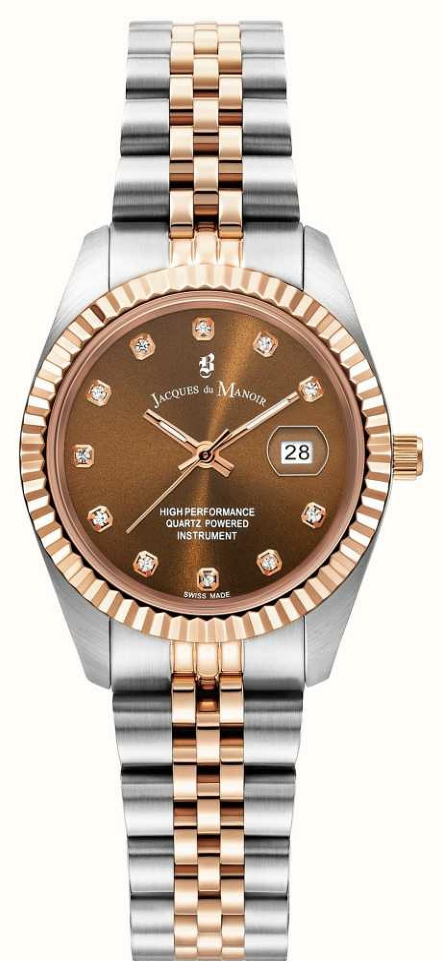 Women'S Jacques Du Manoir | Jacques Du Manoir Inspiration | 31Mm | Brown Dial | Two Tone Steel