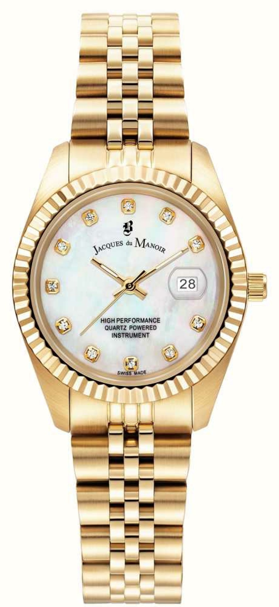 Women'S Jacques Du Manoir | Jacques Du Manoir | Inspiration | 31Mm | White Dial | Gold Pvd Steel