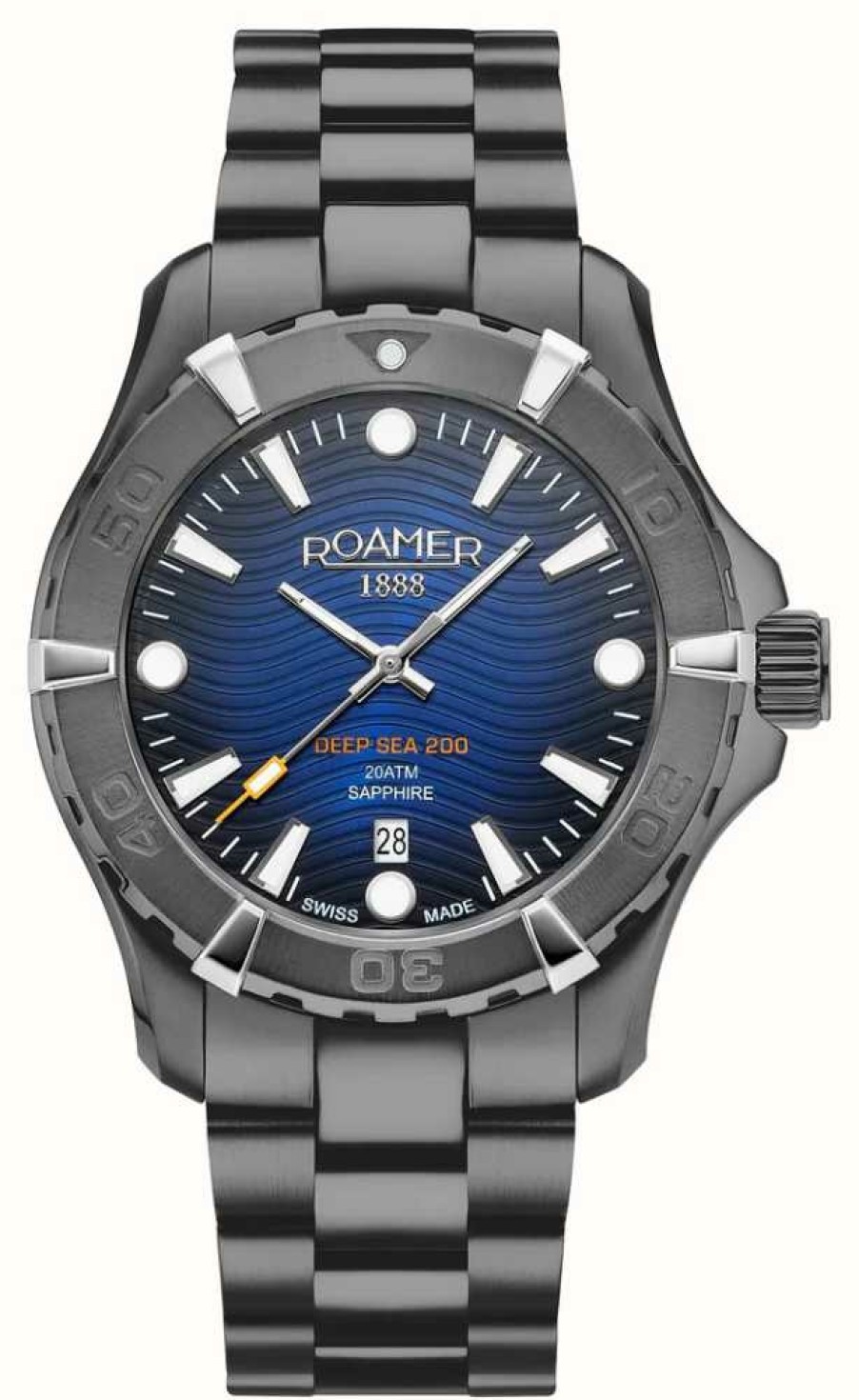 Men'S Roamer | Roamer Men'S | Deep Sea 200 | Blue Dial | Black Pvd Steel Bracelet