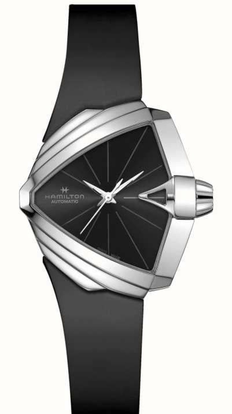 Men'S Hamilton | Hamilton Ventura S Automatic (34.5Mm) Black Dial / Black Rubber Strap