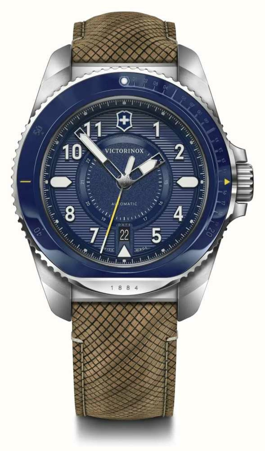 Men'S Victorinox | Victorinox Journey 1884 Automatic Blue Dial / Wood & Silicone Strap Set