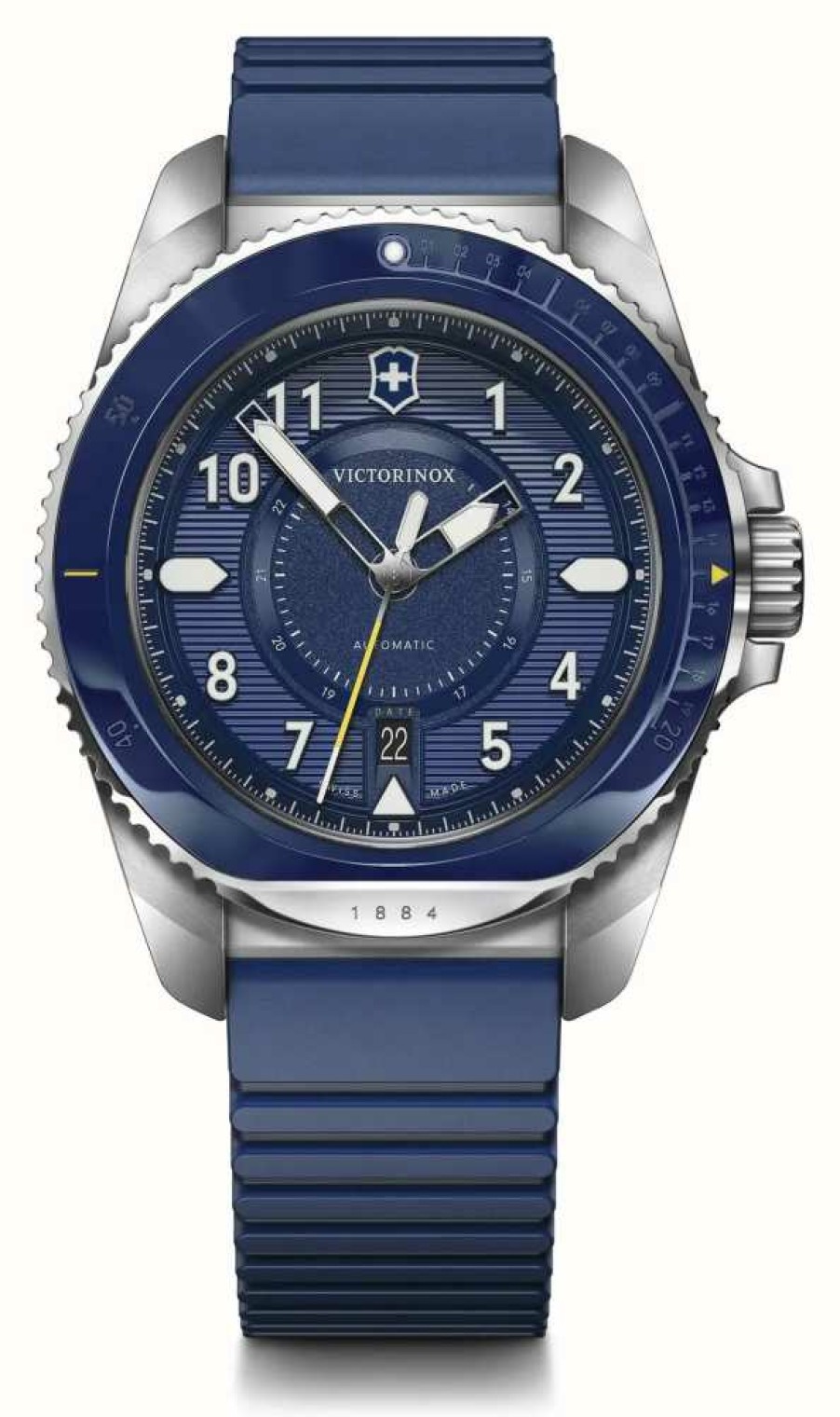 Men'S Victorinox | Victorinox Journey 1884 Automatic Blue Dial / Wood & Silicone Strap Set