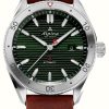 Men'S Alpina | Alpina Alpiner 4 Automatic (44Mm) Green Dial / Brown Leather