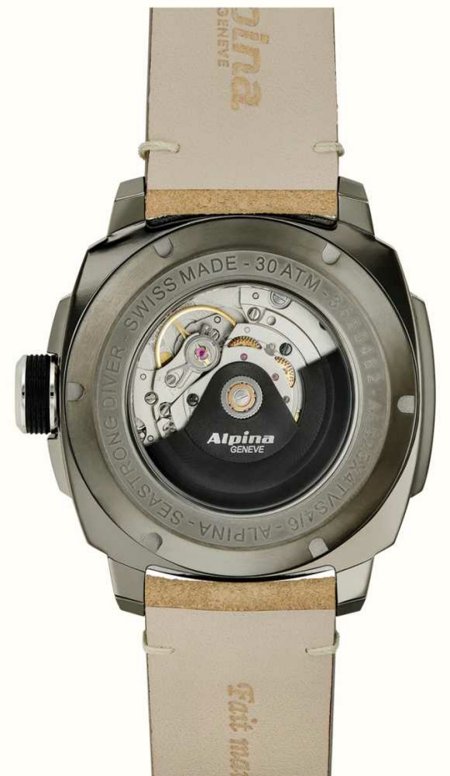 Men'S Alpina | Alpina Seastrong Diver 300 Automatic (44Mm) Grey Dial / Light Brown Leather