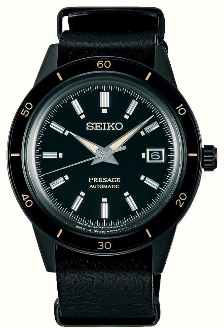 Men'S Seiko | Seiko Presage Style 60S Stealth Automatic Black Watch