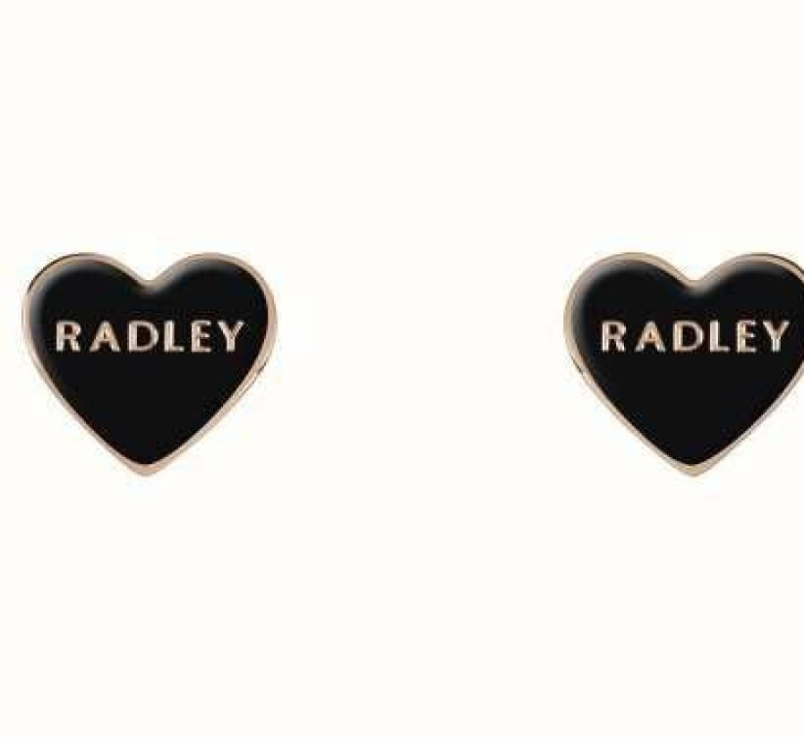 Jewelry Radley Jewellery | Radley Jewellery Ladies Black Love Letters Stud Earrings