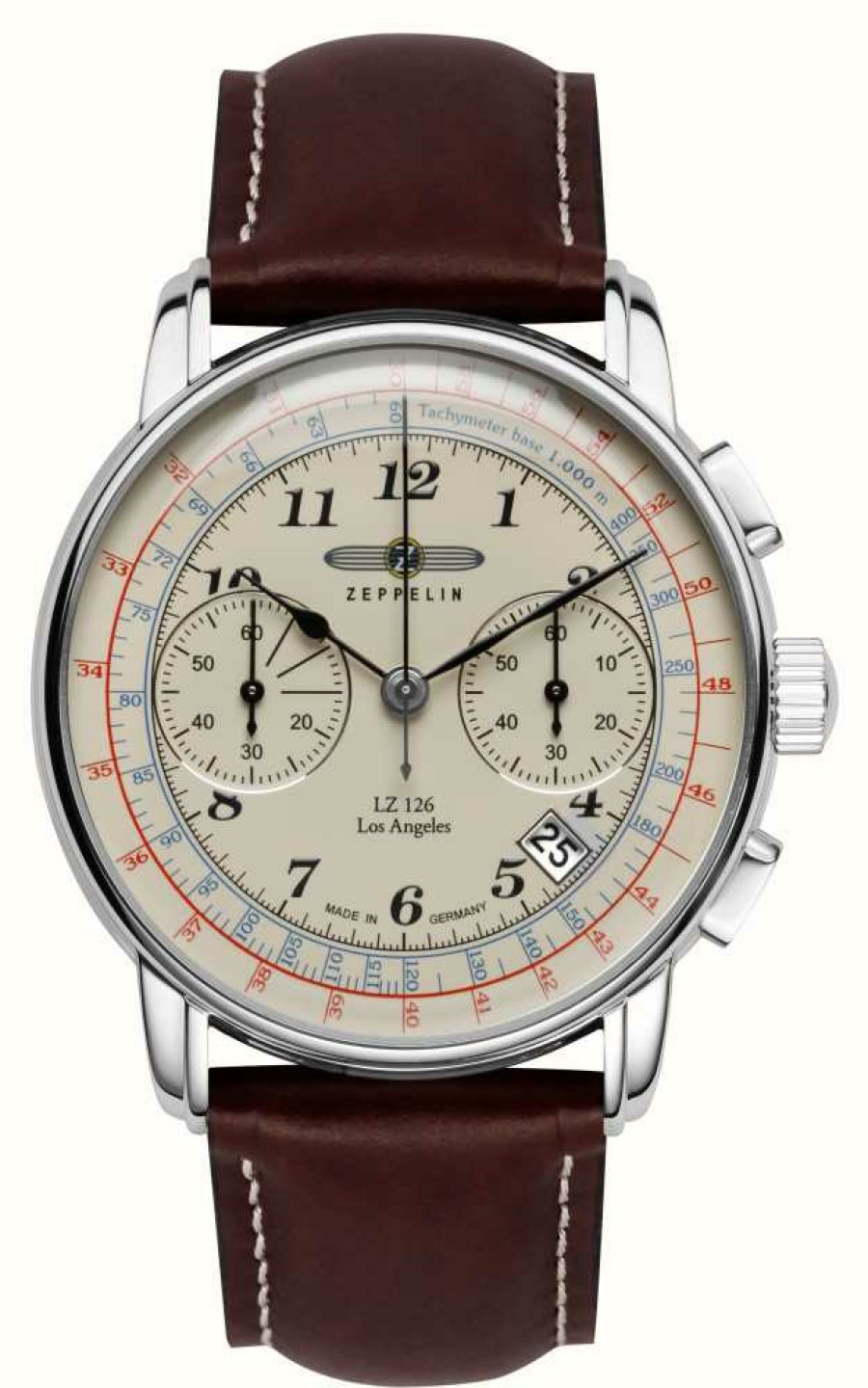 Men'S Zeppelin | Zeppelin Mens Los Angeles Chronograph Cream Dial