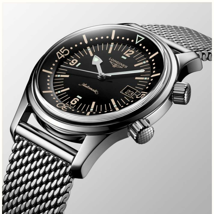 Men'S LONGINES | Longines Legend Diver 42Mm Stainless Steel Mesh