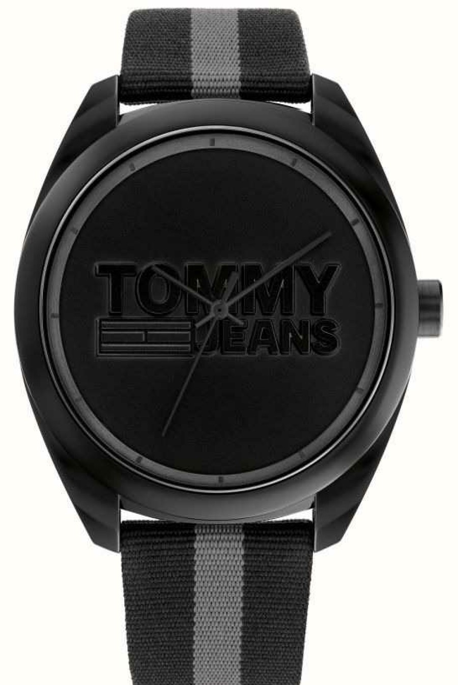 Men'S Tommy Hilfiger | Tommy Jeans Men'S | Black Dial | Black And Grey Nylon Strap