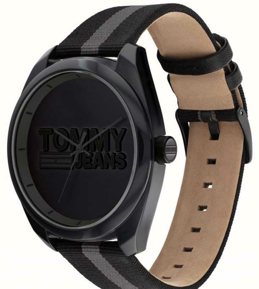 Men'S Tommy Hilfiger | Tommy Jeans Men'S | Black Dial | Black And Grey Nylon Strap