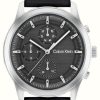 Men'S Calvin Klein | Calvin Klein Men'S | Black Chronograph Dial | Black Leather Strap