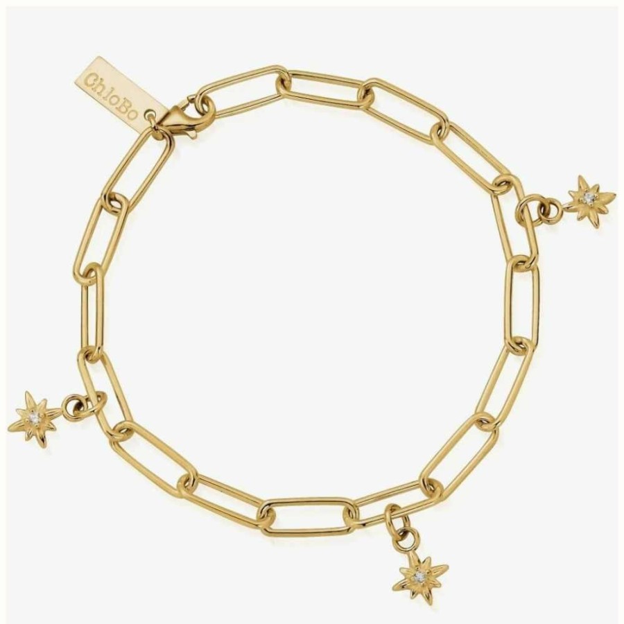 Jewelry ChloBo Jewellery | Chlobo Divine Journey Gold Tone Star Bracelet