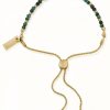 Jewelry ChloBo Jewellery | Chlobo Dainty Sparkle Malachite Gold Tone Adjustable Bracelet