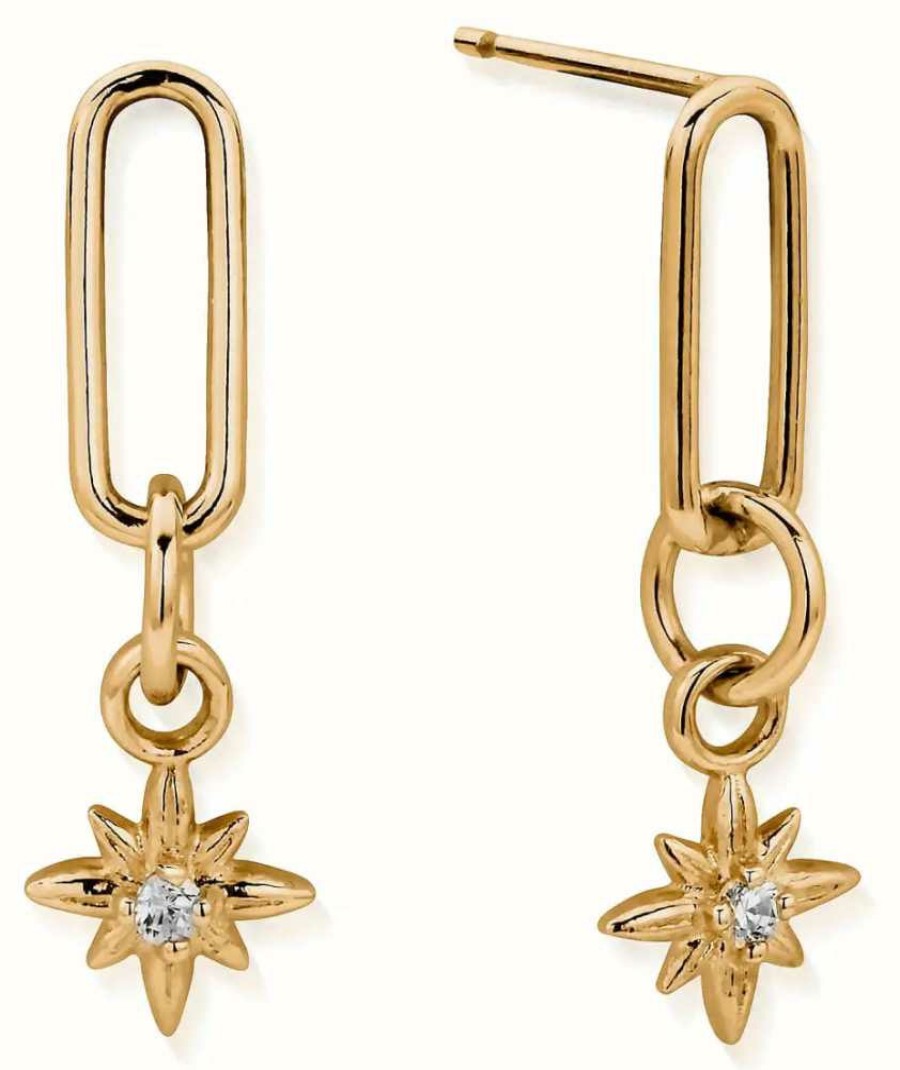 Jewelry ChloBo Jewellery | Chlobo Divine Journey Link Gold Plated Stud Earrings