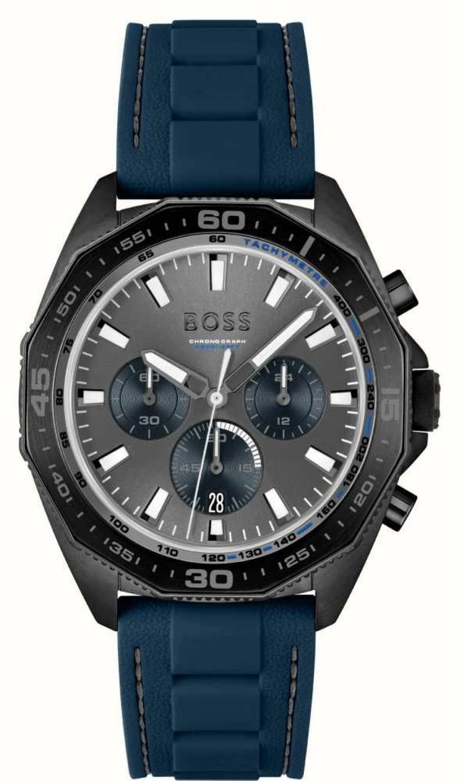 Men'S BOSS | Boss Men'S Energy | Grey Chronograph Dial | Blue Silicone Strap