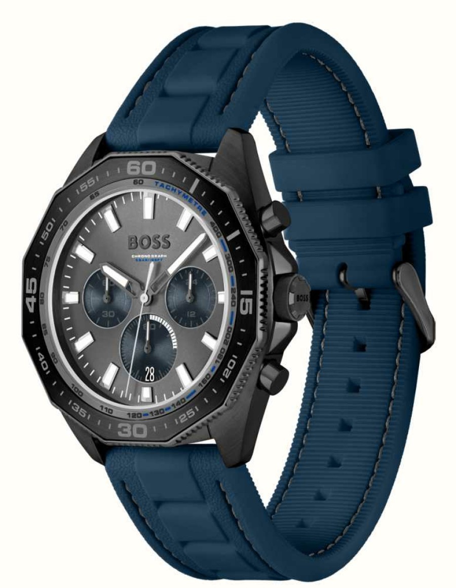 Men'S BOSS | Boss Men'S Energy | Grey Chronograph Dial | Blue Silicone Strap