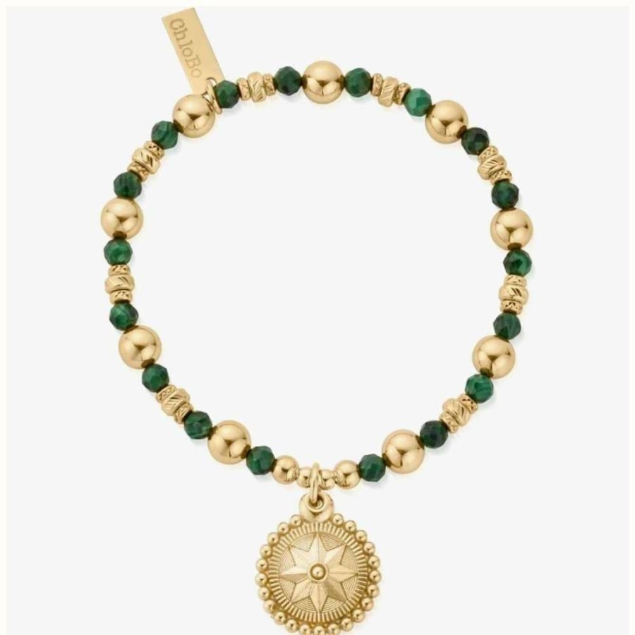 Jewelry ChloBo Jewellery | Chlobo Gold Wandering Free Malachite Bracelet