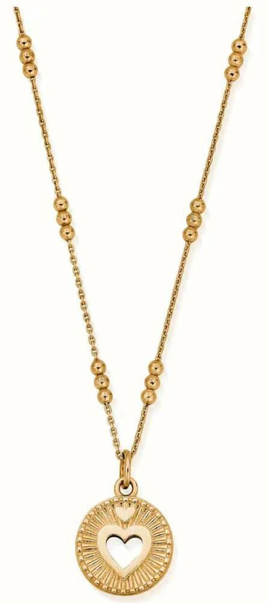 Jewelry ChloBo Jewellery | Chlobo Gold Triple Bobble Chain Guiding Heart Necklace