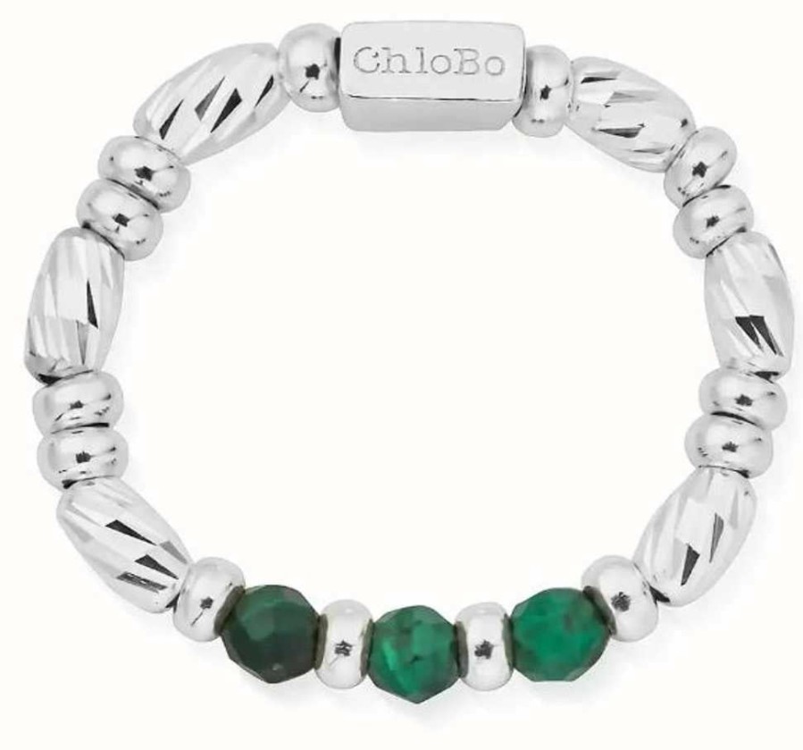 Jewelry ChloBo Jewellery | Chlobo Malachite Sparkle Ring Of Empowerment Medium