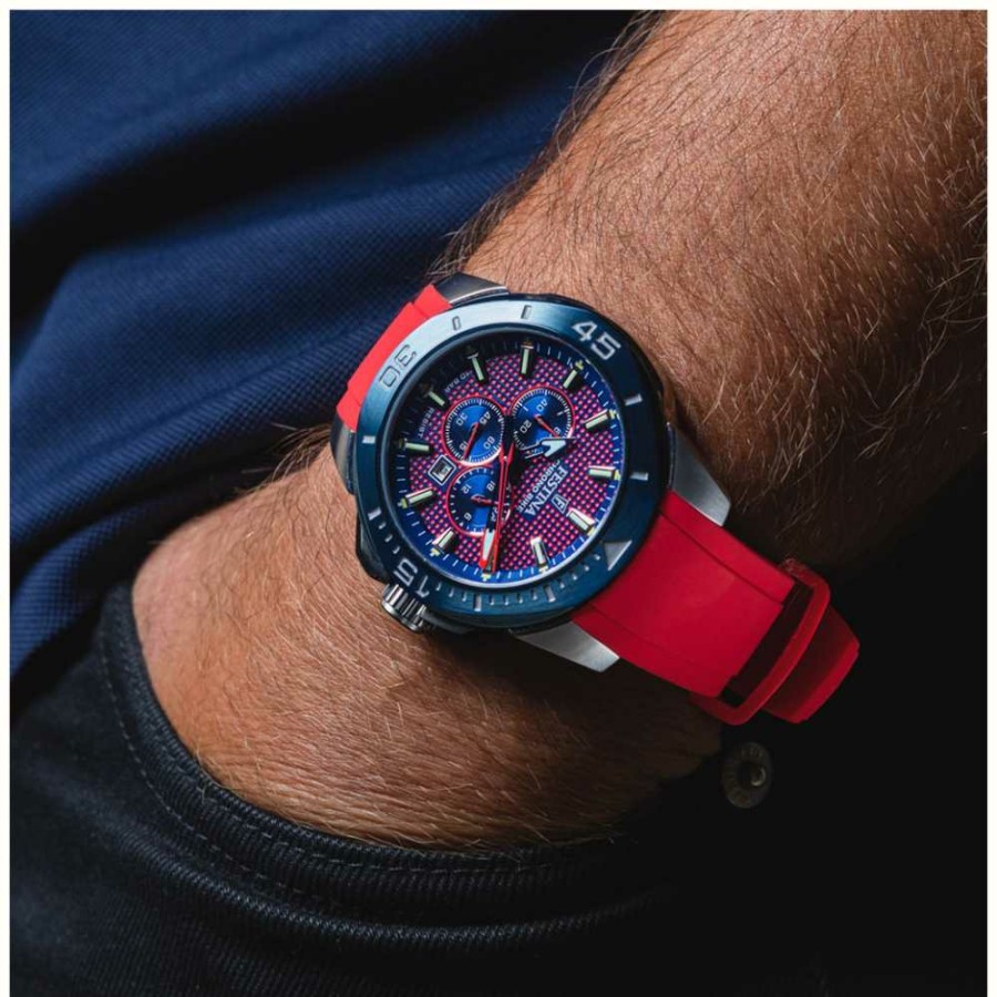 Men'S Festina | Festina Chrono Bike 2022 Red & Blue Dial / Red Rubber