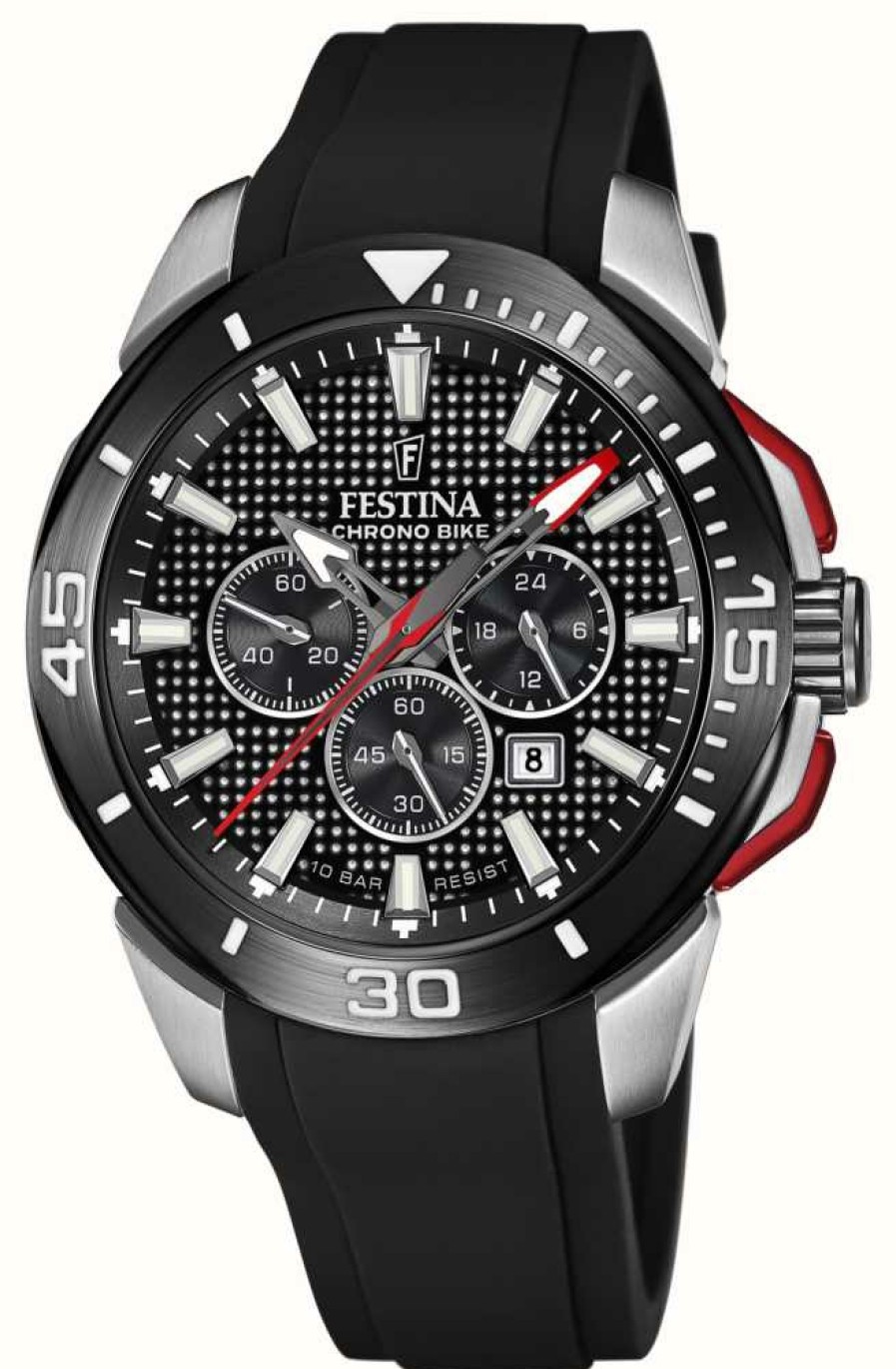 Men'S Festina | Festina Chrono Bike 2022 Black Dial / Black Rubber