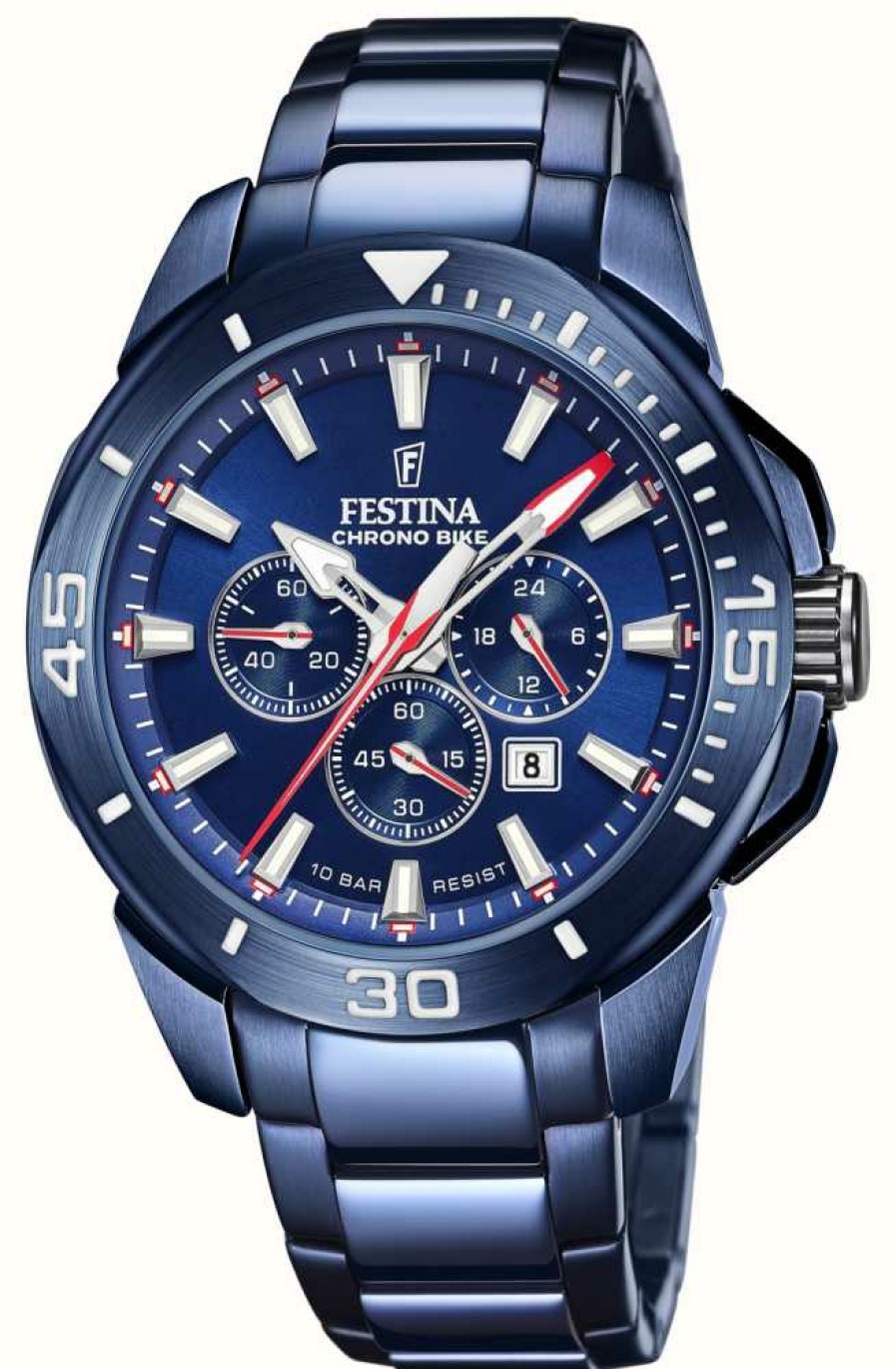 Men'S Festina | Festina Chrono Bike 2022 Special Edition Blue Dial / Blue Bracelet