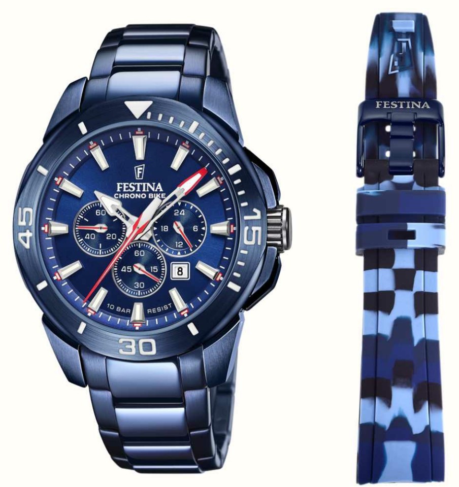 Men'S Festina | Festina Chrono Bike 2022 Special Edition Blue Dial / Blue Bracelet