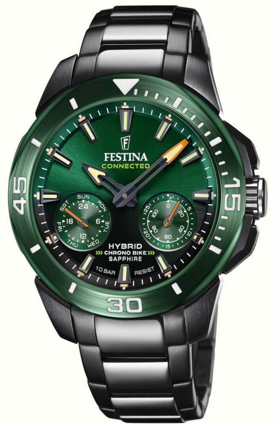 Men'S Festina | Festina Chrono Bike Special Edition Hybrid Connected Green / Black