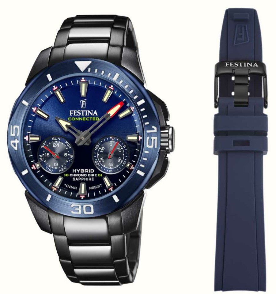 Men'S Festina | Festina Chrono Bike Special Edition Hybrid Connected Blue / Black