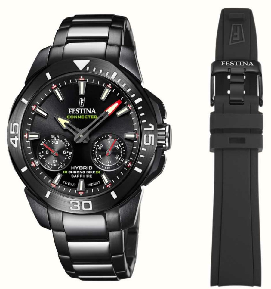 Men'S Festina | Festina Chrono Bike Special Edition Hybrid Connected Black / Black