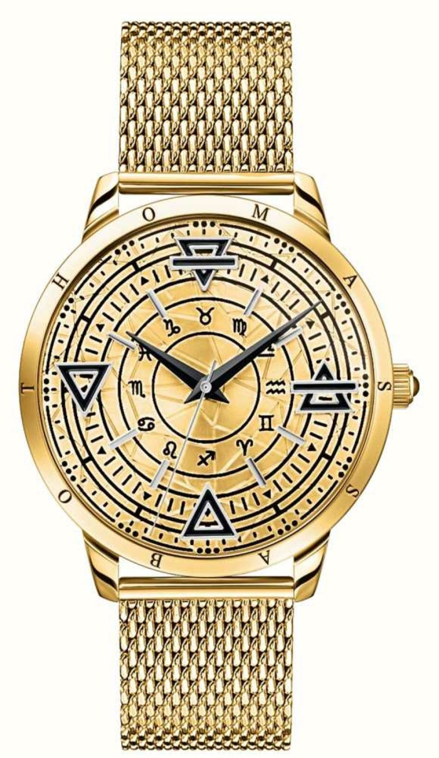 Men'S Thomas Sabo | Thomas Sabo Men'S Rebel At Heart | Gold Elements Dial | Gold Steel Mesh Bracelet