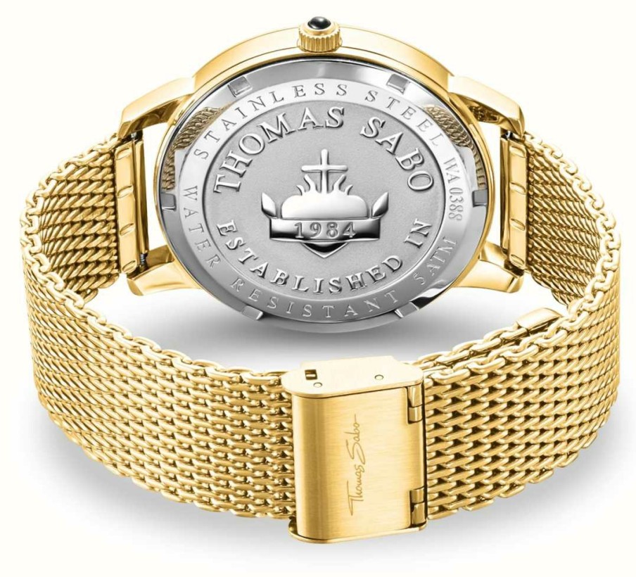 Men'S Thomas Sabo | Thomas Sabo Men'S Rebel At Heart | Gold Elements Dial | Gold Steel Mesh Bracelet