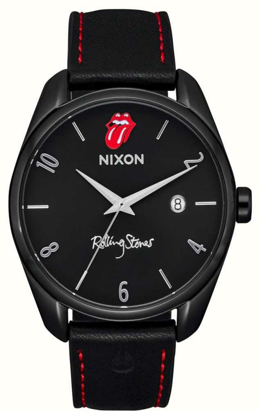 Women'S Nixon | Nixon Thalia | Rolling Stones | Black Dial | Black Leather Strap