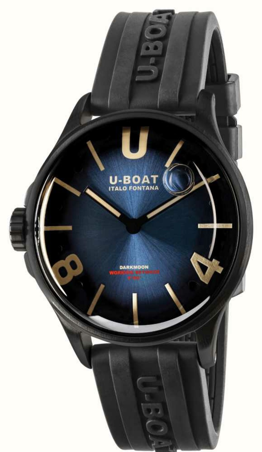 Men'S U-Boat | U-Boat Darkmoon 40Mm Blue Ipb Black Strap