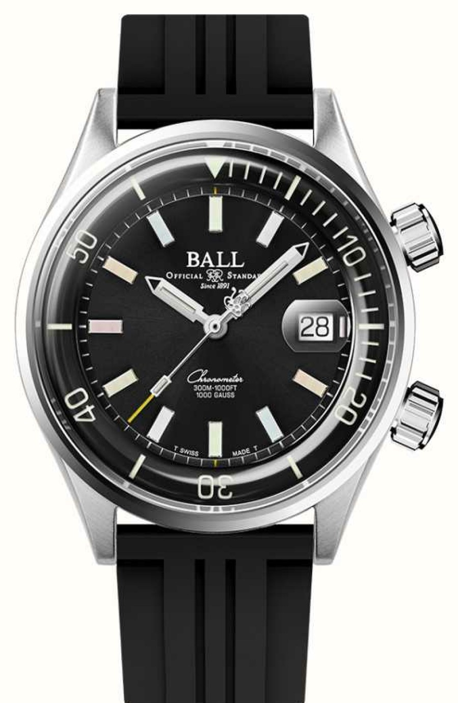 Men'S Ball Watch Company | Ball Watch Company Engineer Master Ii Diver Chronometer 42Mm Black Rubber Strap