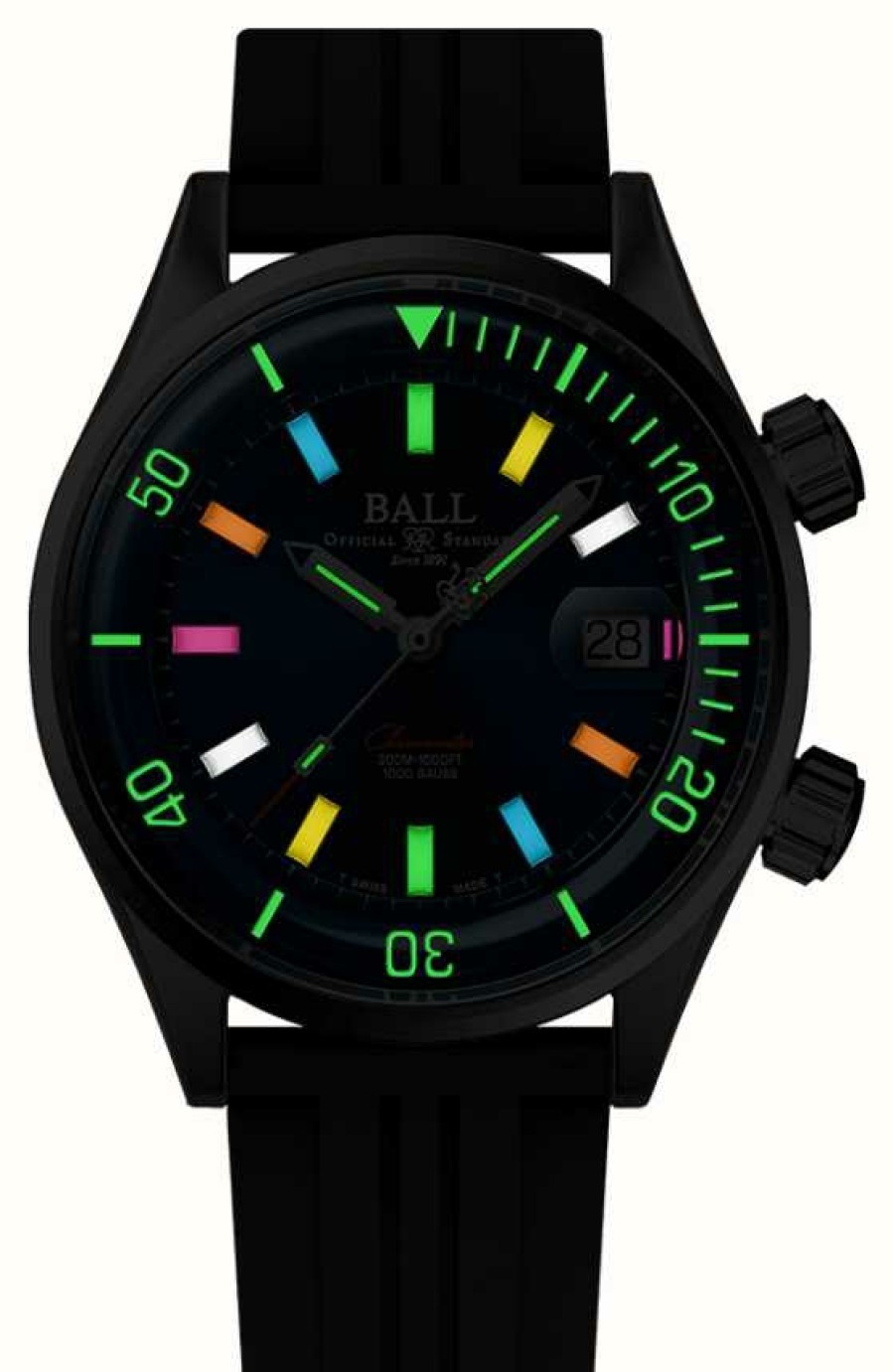 Men'S Ball Watch Company | Ball Watch Company Engineer Master Ii Diver Chronometer 42Mm Blue Dial Black Rubber Strap