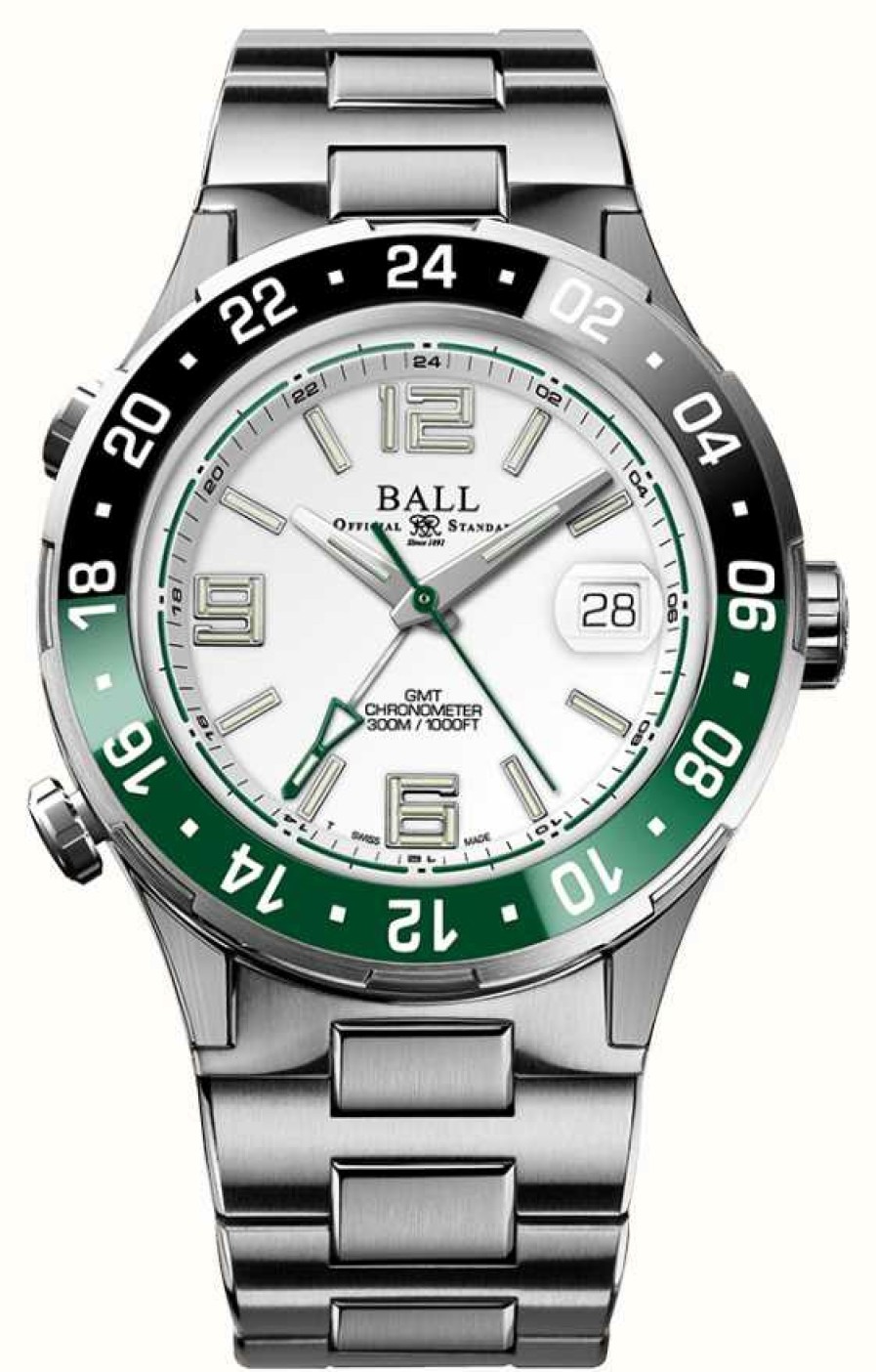 Men'S Ball Watch Company | Ball Watch Company Roadmaster Pilot Gmt Limited Edition Green/Black Bezel