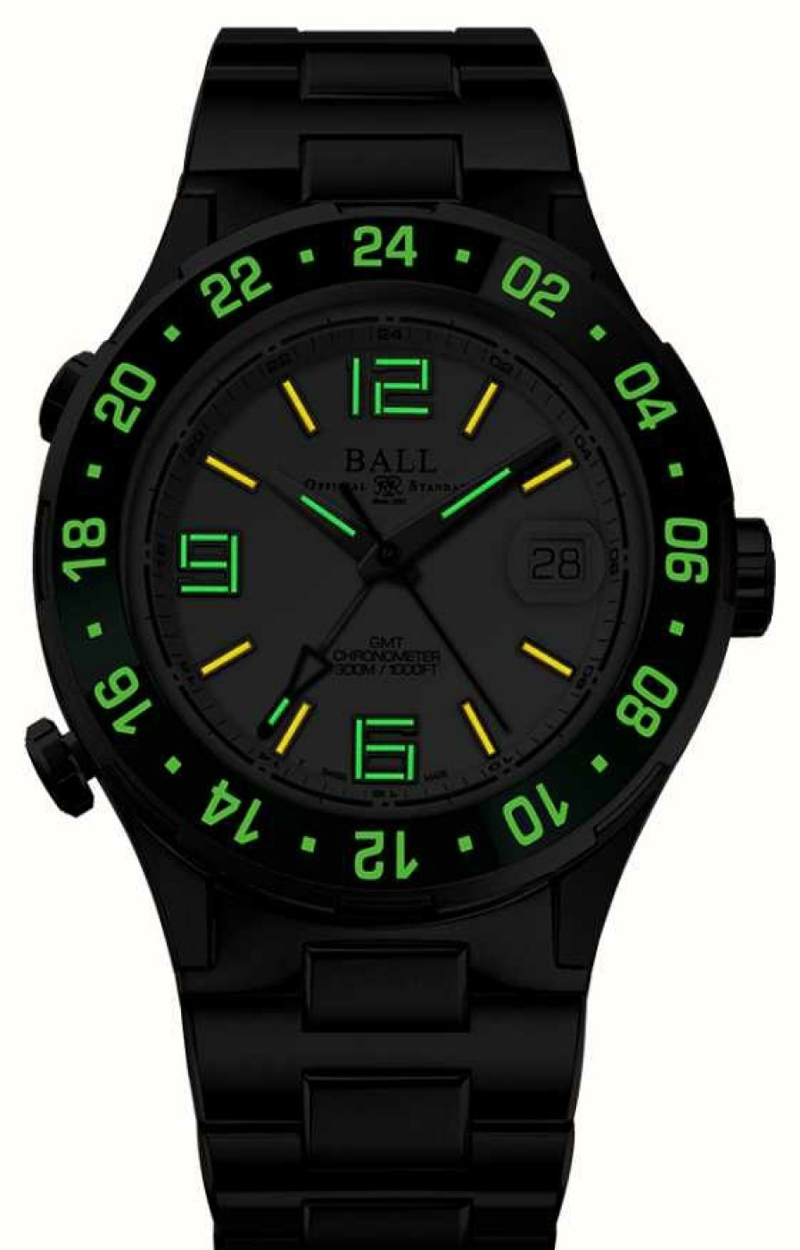 Men'S Ball Watch Company | Ball Watch Company Roadmaster Pilot Gmt Limited Edition Green/Black Bezel