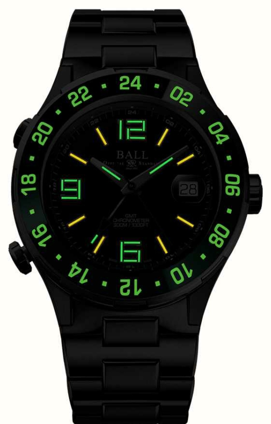 Men'S Ball Watch Company | Ball Watch Company Roadmaster Pilot Gmt Limited Edition Green/Black Black Bezel