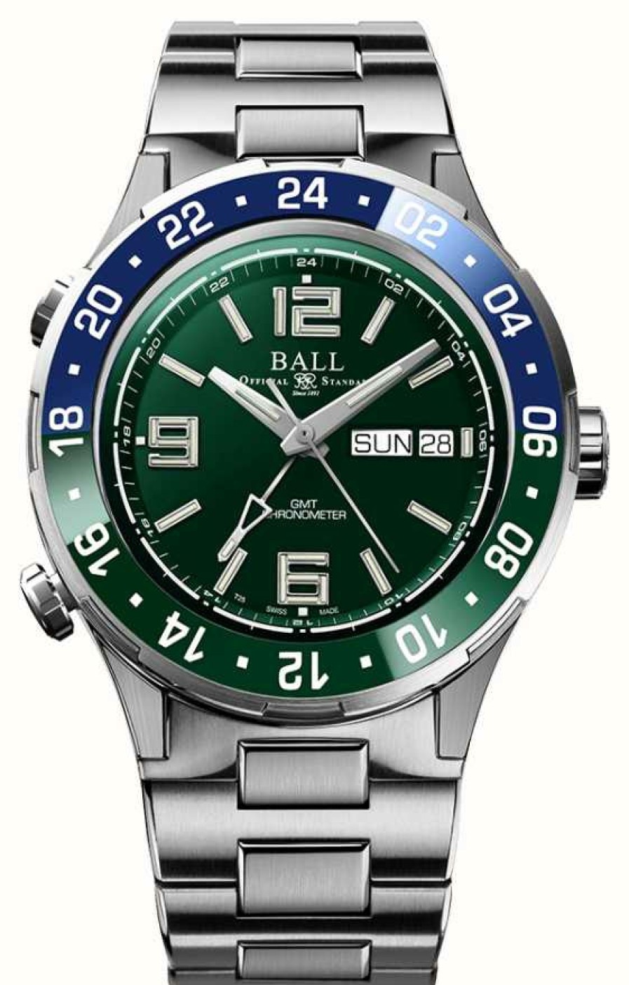 Men'S Ball Watch Company | Ball Watch Company Roadmaster Marine Gmt Blue/Green Bezel Green Dial