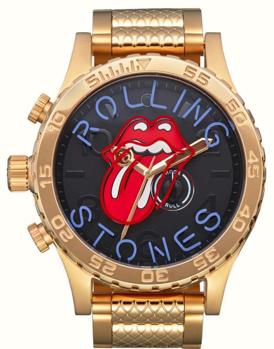 Men'S Nixon | Nixon Rolling Stones 51-30 Gold/Neon Font