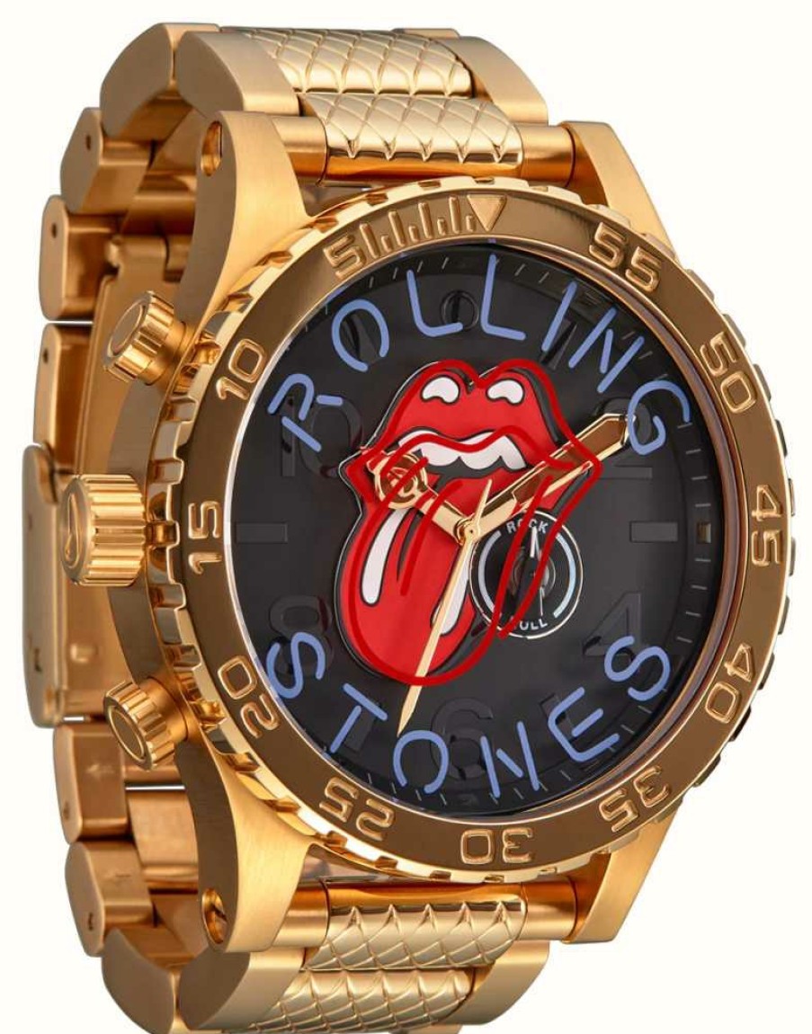 Men'S Nixon | Nixon Rolling Stones 51-30 Gold/Neon Font